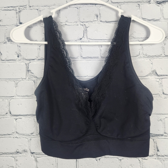 Ambrielle Size XL Black Lace V-Neck Wireless Bra - Picture 3 of 5